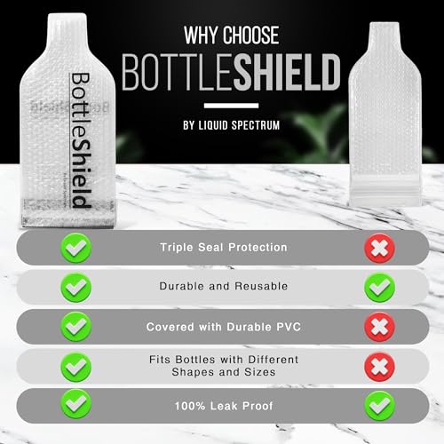 Liquid Spectrum Bottle Shield Reusable Wine Protector Travel Bag (6-Pack) - Unbreakable Bottle Sleeve, Leak Proof & Double Layer Bubble Protection | Wine Travel Bags for Suitcase Luggage, Clear