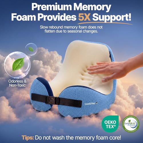 ComfyNap® Versatile Travel Neck Pillow for Airplane [Patented], 9 Positions in 3 Techniques, Plane Pillow with Pure Memory Foam, Travel Pillow with HeadRest Flight Sleep, Travel Essential - Zeus - color: Zeus