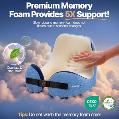 ComfyNap® Versatile Travel Neck Pillow for Airplane [Patented], 9 Positions in 3 Techniques, Plane Pillow with Pure Memory Foam, Travel Pillow with HeadRest Flight Sleep, Travel Essential - Zeus - color: Zeus