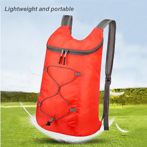 levayhill 16L Foldable Hiking Backpack,Small Packable Daypack,Red | Lightweight ,Outdoor Collapsible Rucksack,Ultralight Folding Back Pack, Water Repellent, Men Women Travel Gym, Easy Carry-on - color: Red