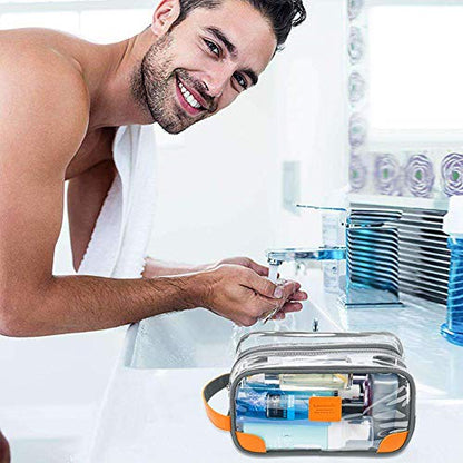 Lermende Toiletry Bag, Clear Shaving Dopp Kit for Men Travel Toiletry Bag with Hand Strap Unisex Bathroom Toiletries Organiser - color: Light Grey