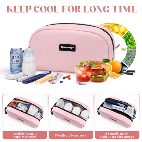 Small Cooler Bag Freezable Lunch Bag for Work School Travel,Leak-proof Small Lunch Bag,Small Insulated Bag For Kids/Adults,Freezer Lunch Bags,Freezable Snack Bag,Mini Lunch Bag 9.8x5.5x4 inches - color: Pink - Large