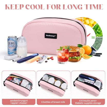Small Cooler Bag Freezable Lunch Bag for Work School Travel,Leak-proof Small Lunch Bag,Small Insulated Bag For Kids/Adults,Freezer Lunch Bags,Freezable Snack Bag,Mini Lunch Bag 9.8x5.5x4 inches - color: Pink - Large