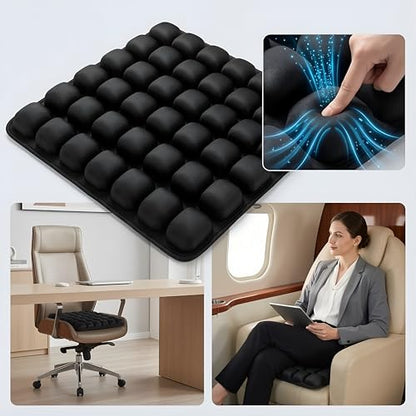 1Pcs Seat Cushion, Travel Cushion Airplane Seat - Inflatable Airplane Seat Cushion for Travel.Suitable for Long Distance Sedentary People to Use,Easy to Carry, 3D Inflatable Airbag is Ergonomic - color: Black-42