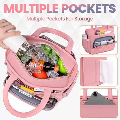 Artelaris Lunch Bag Women, Adult Insulated Lunch Box, Leakproof Lunch Cooler Bag, Reusable Large Lunch Cooler for Work, Picnic, Travel (Pink) - color: Pink