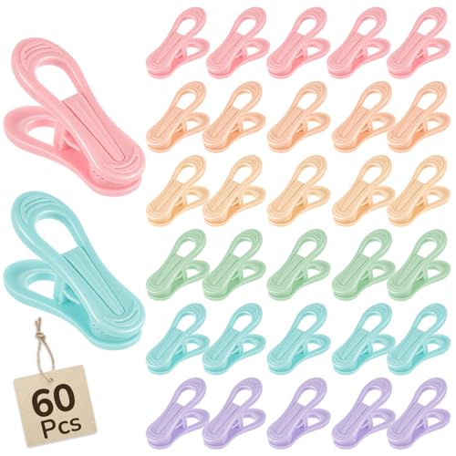 Hsei 60pcs Baby Hanger Clips Colorful Plastic Clothespins Hanger Clips for Baby Clothes Plastic Clothes Pins for Toddler Skirt Pants Home, Office, Travel, Food Package