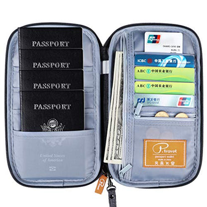 VanFn RFID Travel Passport Wallet, Family Passport Holder, Trip Document Organizer P.Travel Series - color: Pure Grey