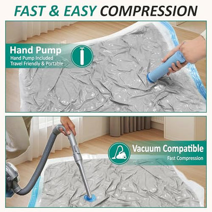 Cozy Essential Vacuum Storage Bags, 80% Compression Vacuum Seal Space Saver Plastic Packaging Bags for Clothes, Blankets, Pillow, Bedding, Comforters, Sealer Clothing Storage,6 Jumbo