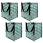 DURASACK Heavy Duty Storage Tote Bag 22-Gallon Rugged Woven Polypropylene Moving Bag, Reusable Self-Standing Design, Holds up to 500 Pounds, Pack of 4, Gingham Green - color: Gingham Green, size: Pack of 4