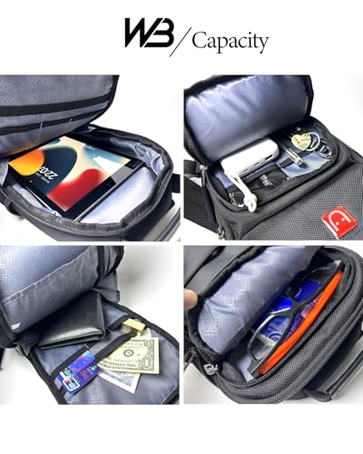 Crossbody Bag Men - Small Travel Sling Bag, Backpack Shoulder Bag | Water-Resistant Hiking Daypack, Adjustable Straps Chest Backpack