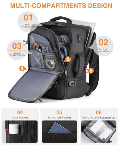 YAMTION Carry On Backpack for Men,Travel Backpack with 3 Packing Cubes for Women,Laptop Backpack Airline Approved Weekender Bag Mochila Viaje para Hombres - size: L-4 packs