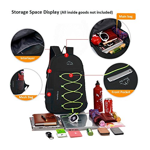 Outdoor Water Resistant Hiking Backpack - color: Black