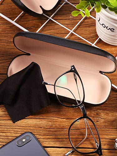 Frienda 3 Pieces Hard Shell Glasses Case Eyeglass Case Protective Sunglass Holder with Cleaning Cloth for Men Women Unisex - color: Black