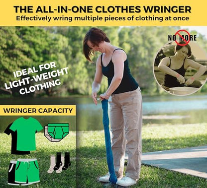 Ultra-Light Clothes Wringer – Manual Water Remover for Hand Washed Clothes, Speeds Up Air Drying for Camping, Caravan & Off-Grid Travel