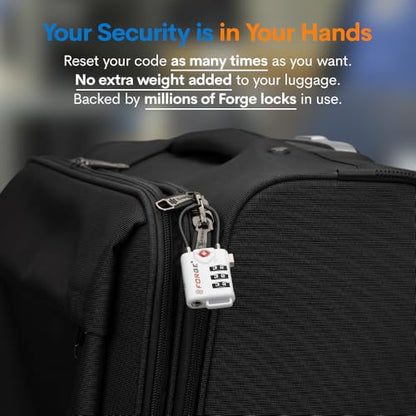 TSA Approved Cable Luggage Locks, Re-settable Combination with Alloy Body (White 4 Locks) - color: WHITE 4PK