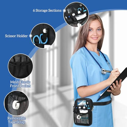 ProCase Nurse Fanny Pack, Lightweight Utility Organizer Pouch for Medical Supplies, Stethoscope, Scissors for RN EMT -Black, Small