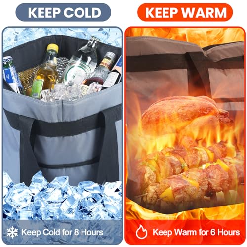 Pickmesh Large Insulated Cooler Bag with Thermal Foam Insulated Grocery Bags for Shopping Food Delivery