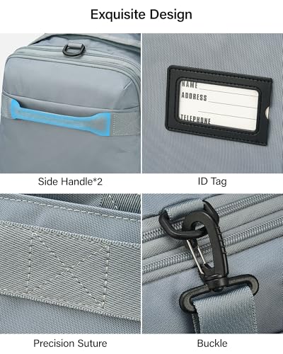 Hanke Expandable Carry On Luggage Bag,3 in 1 Duffle Bag for Travel,45L-55L Weekender Overnight Bag with 15.6" Compartment for Women & Men (Grey) - color: Grey