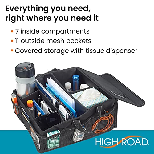 High Road SeatStash Car Front Seat Organizer for Driver and Office Storage with Tissue Holder and Divided Multipurpose Compartments