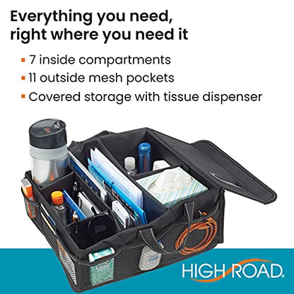 High Road SeatStash Car Front Seat Organizer for Driver and Office Storage with Tissue Holder and Divided Multipurpose Compartments