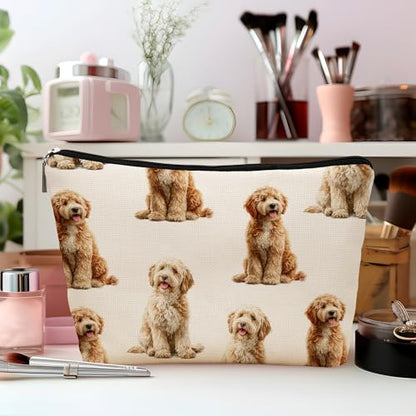 Labradoodle Dog Makeup Bag, Labradoodle Lovers Gifts Cosmetic Bag for Women, Dog Mom Lovers Owner Gifts for Women Christmas, Pet Lover Gift Zipper Travel Makeup Pouch for Purse - color: labradoodle