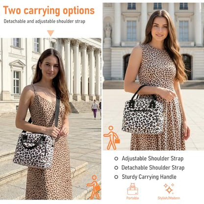 Lunch Bag Large Insulated Lunch Box for Women Adult Cute Lunchbox Lunch Bags Boxes Pail with Shoulder Strap for Work Mom Picnic Office Travel 11.4×6.8×9.1 inches 11.5L (Leopard) - color: Leopard