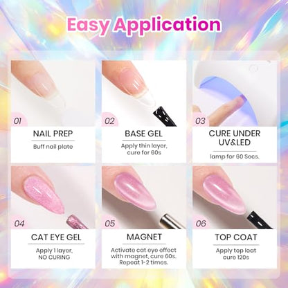 Beetles Cat Eye Gel Nail Polish Set - Timeless Gleam 20 Colors Glitter Cat Eye Gel Nail Kit Nude Pink Red Blue Brown Black Magnetic Base Matte Glossy Top Coat Soak Off UV Manicure Salon Gift for Women - color: 0-0-0-Timeless Gleam