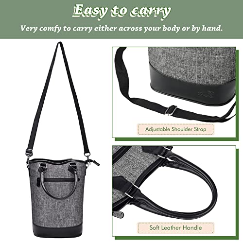 Tirrinia Insulated Wine Gift Carrier Tote - Travel Padded 2 Bottle Wine/Champagne Cooler Bag for Portable Wine Bottle Carrying Case, Women Men Event party, Gift for Wine Lovers - color: Grey