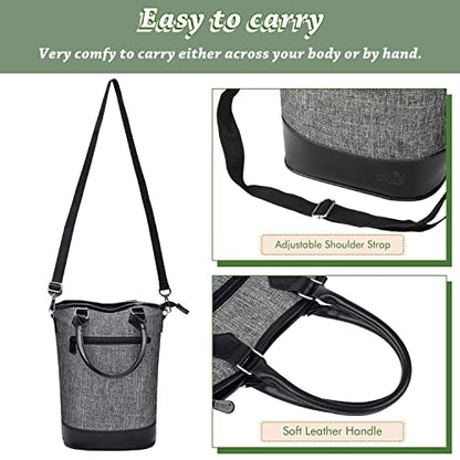 Tirrinia Insulated Wine Gift Carrier Tote - Travel Padded 2 Bottle Wine/Champagne Cooler Bag for Portable Wine Bottle Carrying Case, Women Men Event party, Gift for Wine Lovers - color: Grey