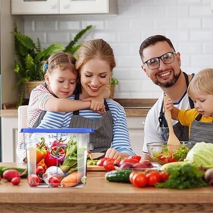 Barydat 4 Pcs Square Food Storage Containers with Lids Measurement Scales, 2qt & 4qt Clear Plastic Stackable Containers for Dough Proofing Baking Kitchen Restaurant and Pantry Organization(Blue) - color: Blue