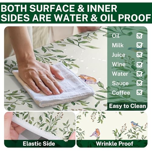 Picnic Table Cover with Bench Covers Elastic Edges, Botanical Bird Camper Fitted Table Cover, Outdoor Camping Essentials 72 Inch 3PCS, Waterproof Camping Fitted Tablecloth with Drawstring Bag - color: Botanical Bird, size: 72in
