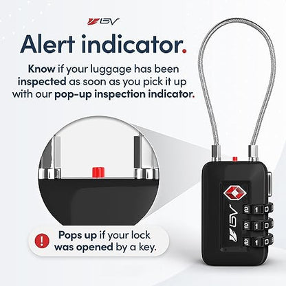 TSA Accepted Luggage Travel Lock, Set-Your-Own Combination Lock for School Gym Locker, Luggage Suitcase Baggage Locks, Filing Cabinets, Toolbox, Case (Black, 4 Pack) - color: Black, size: 4 Pack