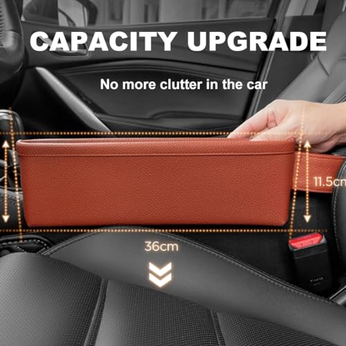 Tumecos Car Seat Pockets PU Leather Car Console Side Organizer Seat Catcher Holders Compatible with Phone Key Wallet Phone Sunglasses 2 Pack (Beige) - color: Beige