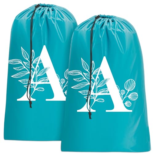 Sylfairy 2 Pack Extra Large Travel Laundry Bag, Dirty Clothes Organizer with Drawstring,Heavy Duty Travel Laundry Bags - color: Letter A