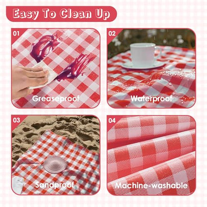 Portable Picnic Blanket, Waterproof Sandproof Foldable Outdoor Mat with Handle for Beach, Camping, Hiking, Travel, and Family Concerts, Red - color: Red