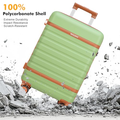 Luggage Sets 3 Piece with Spinner Wheels, Lightweight PC Hardside Suitcase with TSA Lock & YKK Zippers, 20 Inch Carry On Luggage with Travel Bag for Men and Women, Avocado Green - color: Avocado Green, size: 3 Piece Set (20inch)