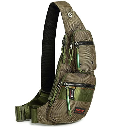 NICGID Sling Bag Chest Shoulder Backpack Crossbody Bags Casual Daypack for Men Women (Army green-2854) - color: Army Green-2854