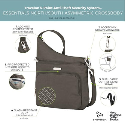 Travelon: Essentials - Anti-Theft - North/South Crossbody Bag - color: Smoke