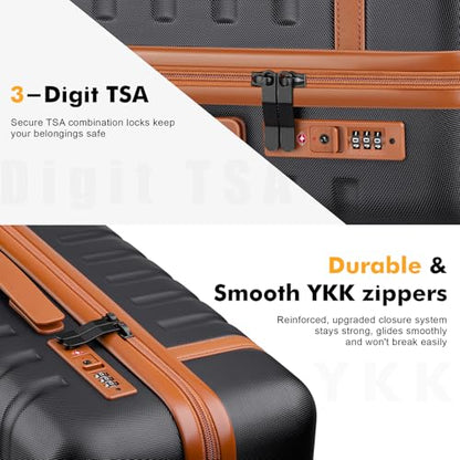 Luggage Sets 3 Piece with Spinner Wheels, Lightweight PC Hardside Suitcase with TSA Lock & YKK Zippers, 20 Inch Carry On Luggage with Travel Bag for Men and Women, Black - color: Black, size: 3 Piece Set (20inch)