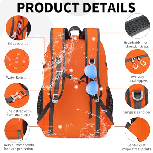 35L Lightweight Packable Backpack – Durable Foldable Daypack for Travel, Hiking, and Gym (Orange) - color: 35l-orange