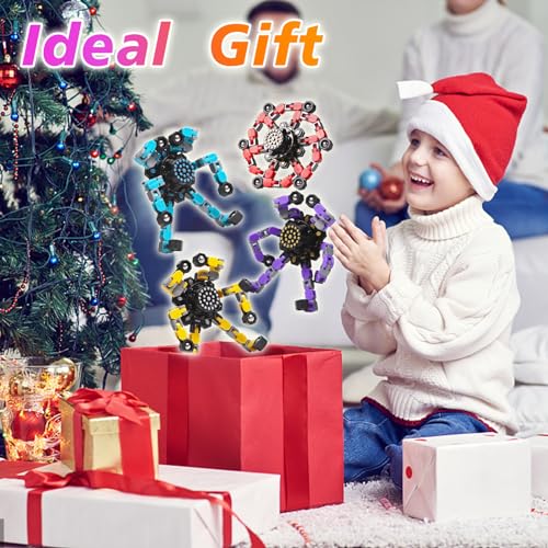 Gokeey Stocking Stuffers Gifts for Grandkids Transformable Fidget Spinners for Kids and Adults Stress Relief Sensory Fidget Toys for Boys Age 8-13 Teen Girls Kids Toys2 Pcs - style: 2PC-yellow&red