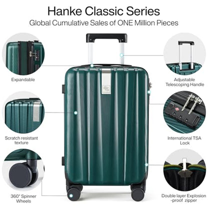 Hanke 29 Inch Expandable Checked Luggage Lightweight PC Hard Shell Luggage Suitcases with Wheels Travel Luggage Rolling Large Suitcase Travel Luggage Bag for Study Abroad.(Blackish Green) - color: Blackish Green, size: Expandable 29 Inch