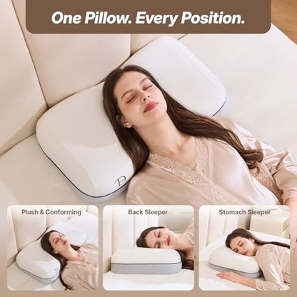Cervical Neck Pillow for Neck & Shoulder Support, Adjustable Memory Foam Pillow with Customizable Height and Firmness, Ergonomic Pillow for Side, Back，Stomach and Combination Sleepers