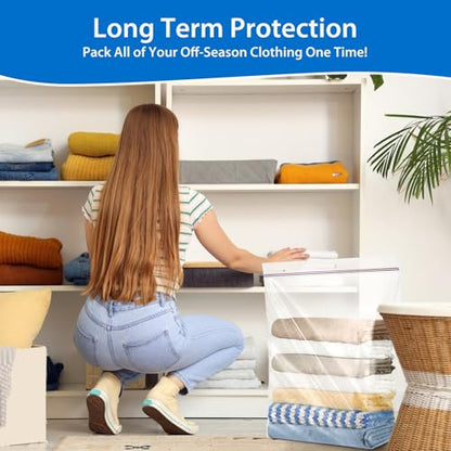 20 Gallon Jumbo Storage Bags, 3 Pack Clear Plastic Storage Bag with Carry Handle, 24" x 32" Heavy Duty Ziplock Storage Bag Resealable Large Zipper Bag for Clothing, Moving, Bedding and Travel, 4 Mil - size: 20 Gallon - 3 Pack