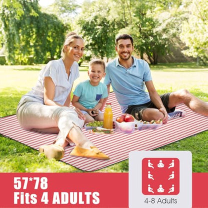 G GOOD GAIN Picnic Blankets Waterproof - Extra Large Outdoor Blanket Sand Free Foldable with Carry Strap for Beach, Camping, Park Grass, Hiking, Travel, Concerts, Indoor(Apple) - color: Apple Red