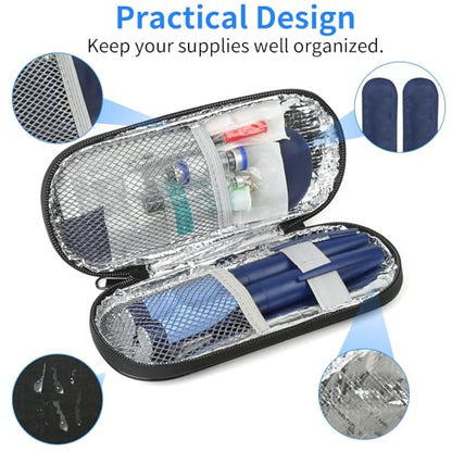 GERMUN Insulin Pen Cooler Travel Case with 2 Reusable TSA Approved Ice Packs, Diabetic Medication Insulated Cool Organizer Bag for Insulin Pens and Other Diabetic Supplies Storage (Black) - color: Black