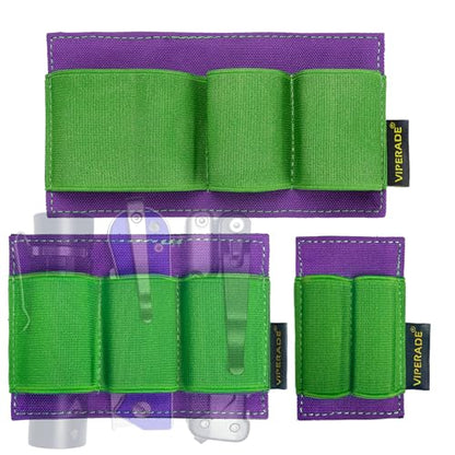 VIPERADE PL6 Tactical Modular EDC Organizer, Elastic Insert Pouch Panel with Hook Backed Accessories Holder, Attachment for Backpack, Tactical Vest, Bag - color: Green Purple, SML