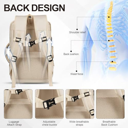 Vacuum Seal Backpack Travel with Pump, Expandable Vacuum Backpack with Air Compression System, Airback Vacpack TSA Lock Water Resistant Carry-On Luggage (White) - color: White