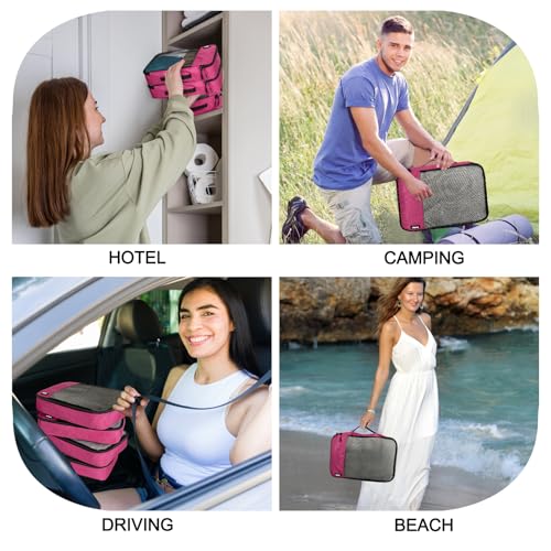 Packing Cubes for Travel Essentials,4 Set Packing Cubes for Suitcases,Lightweight Mesh Luggage Organizer Bag,Pink - color: Pink