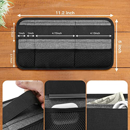 Portable Tech Organizer Attachable to Laptop for Electronics, Cables, Mouse, Power Bank, USB Adapter, Charger, Cellphone - Gray